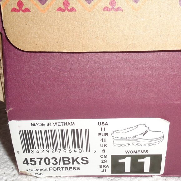 Skechers Shindig Fortress Clogs Mules Faux Fur Lined Black Suede - Picture 7 of 7